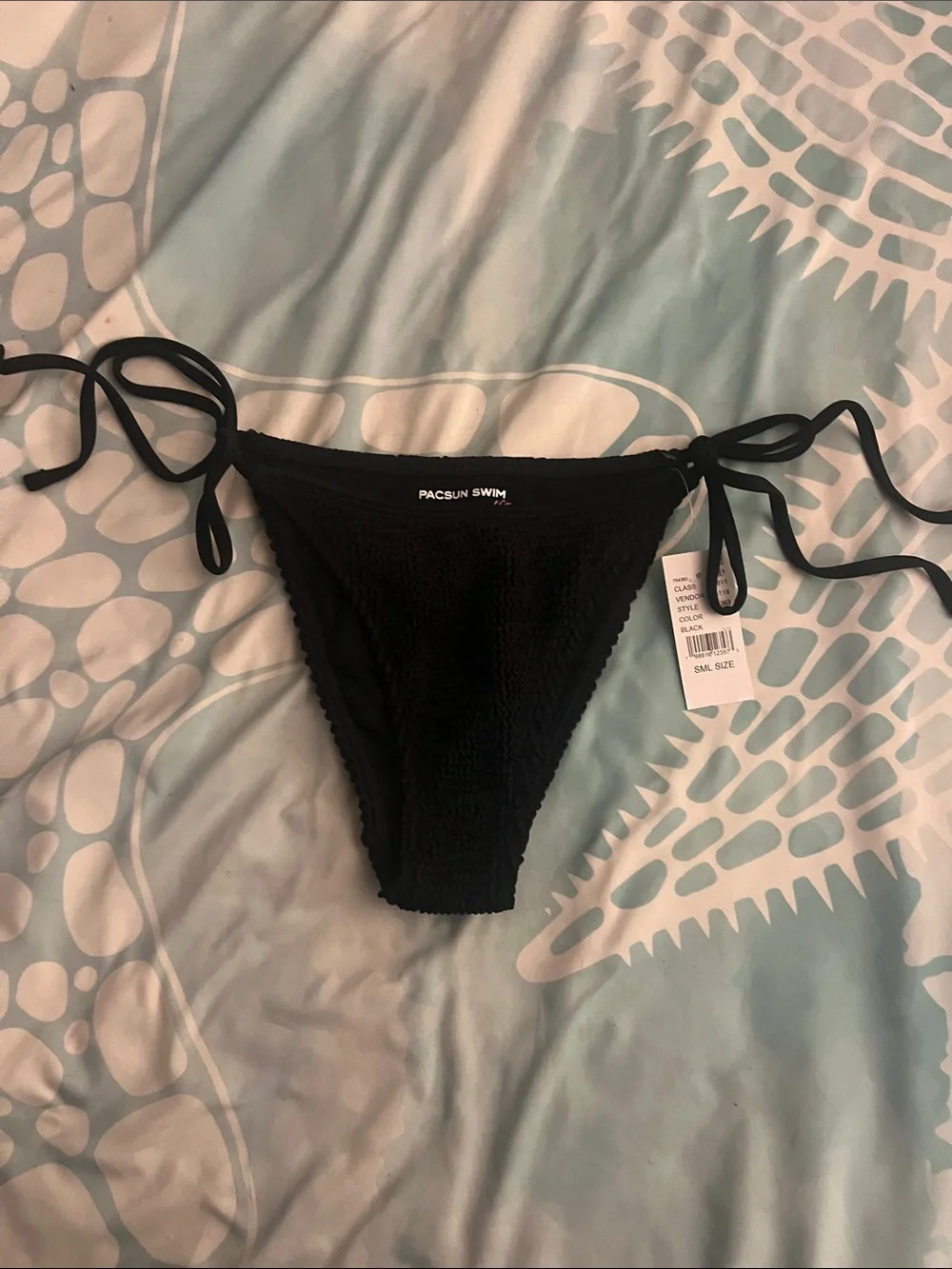 PacSun Black Textured Tie-Side Triangle Bikini